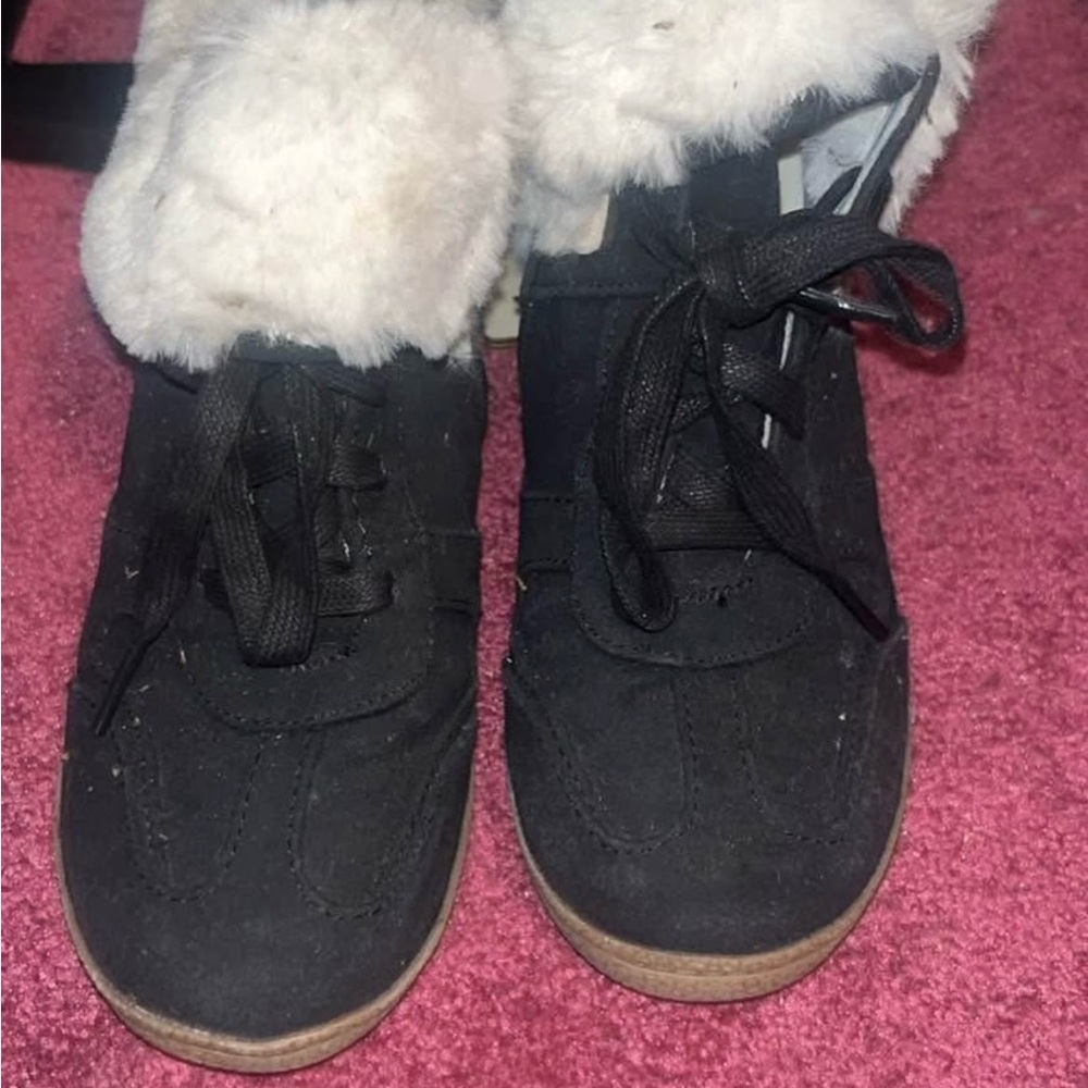 Justice Black Kids High Tops With Faux Fur